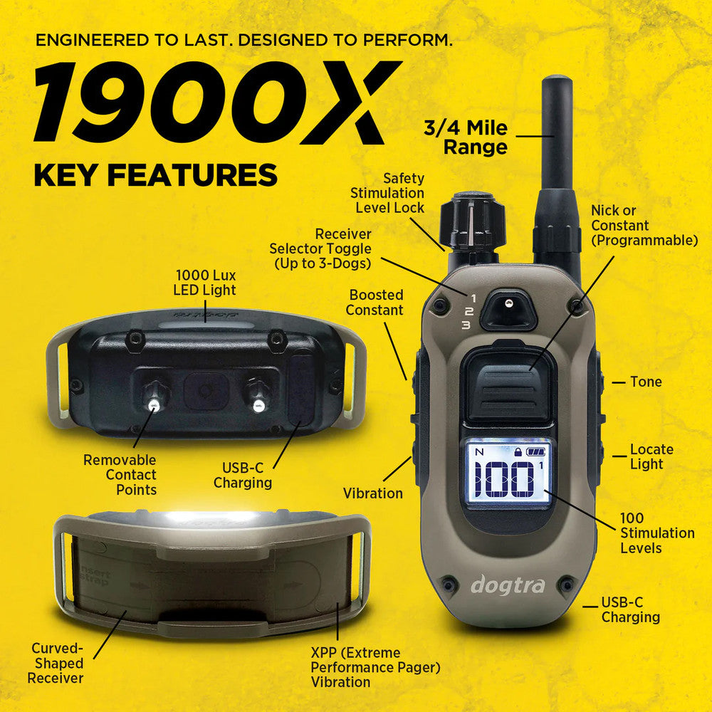 Dogtra 1900X Remote Dog Training Collar - upto 1200m range