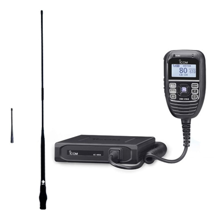 ICOM IC-455 UHF + RFI CD963 Twin Black Antenna Kit