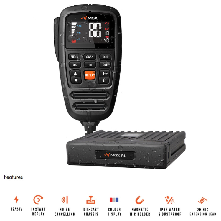 MGX R1 IP67 REMOTE MIC 12/24V UHF/LMR CB Radio