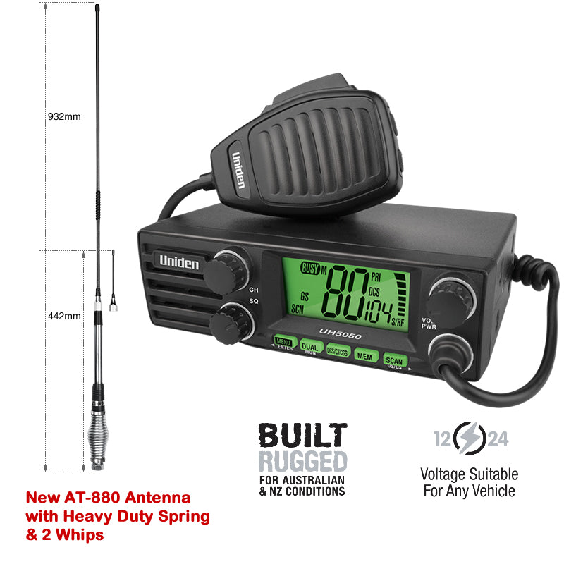 Uniden UH5050 DIN Size + AT-880 Antenna