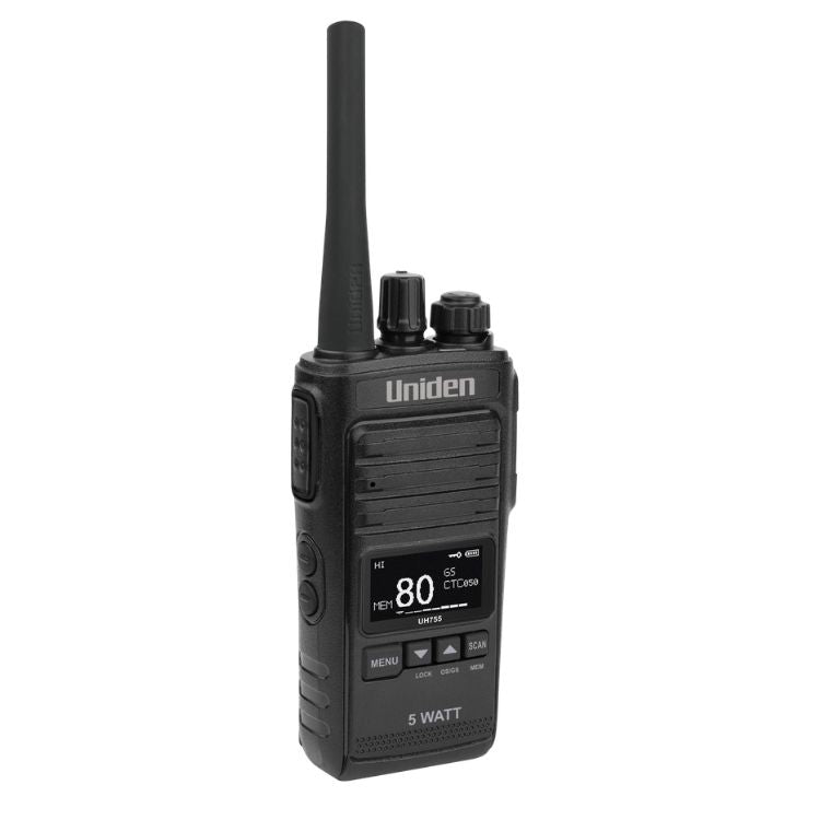 Uniden UH755 5 Watt UHF CB Splashproof Handheld Radio