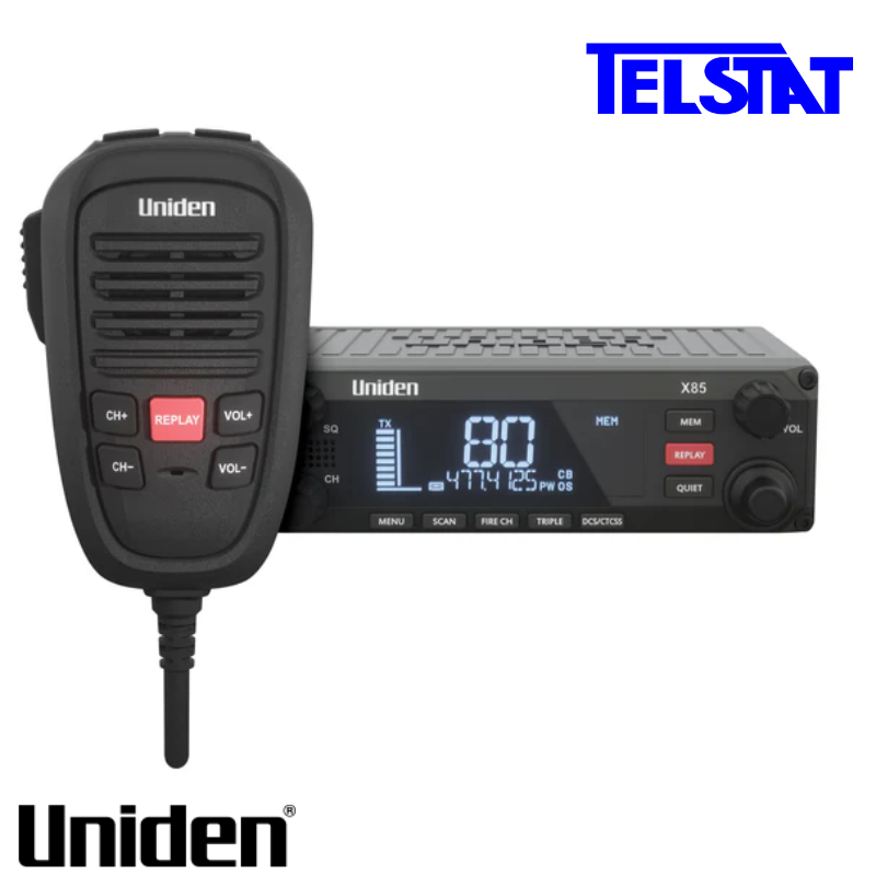 Uniden X85 DIN SizeUHF + AT-880BK Twin Antenna Kit