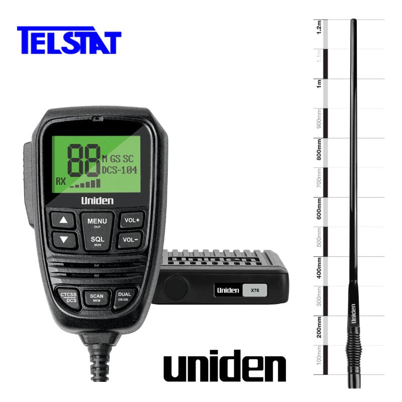 Uniden X76 5 watt UHF CB Radio with Rugged HD 3dBi/6dBi Antenna Options