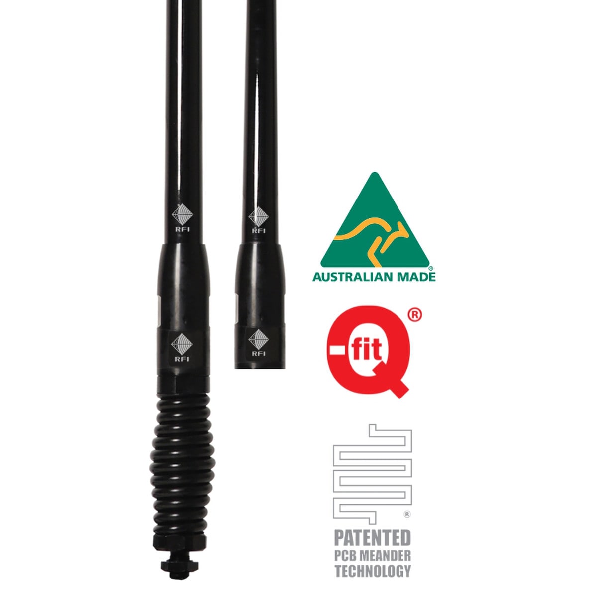 RFI CDQ5000B + CDQ3000 Black UHF CB Antenna