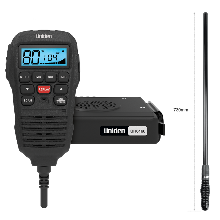 Uniden UH6160 + AT500BK Black Antenna