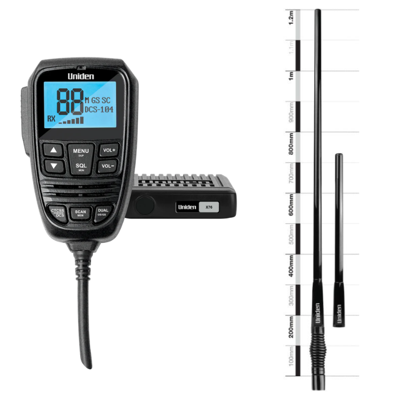 Uniden X76 5 watt UHF CB Radio with Rugged HD 3dBi/6dBi Antenna Options