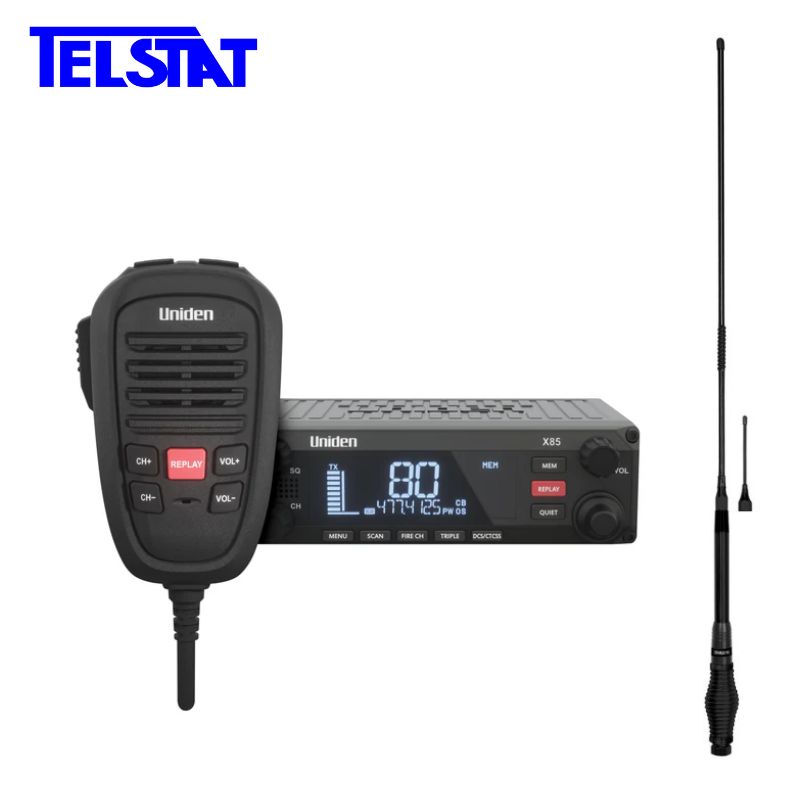 Uniden X85 DIN SizeUHF + AT-880BK Twin Antenna Kit